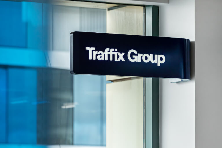 traffix-about-sign-reception Traffix Group signage in reception