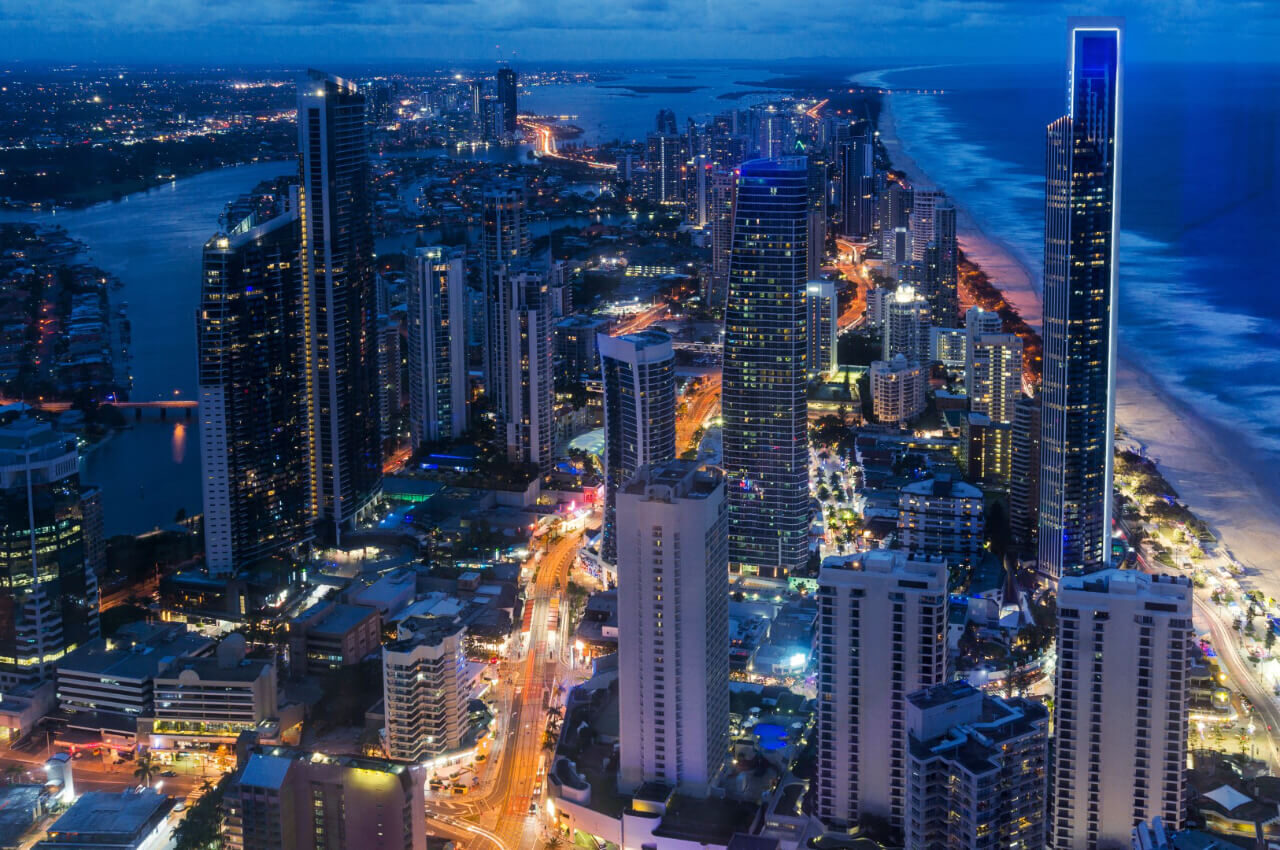 traffix-location-qld-generic Traffix Group Queensland arial city at night